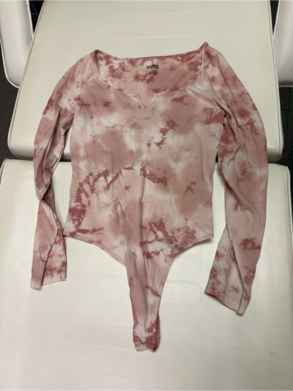 PINK Pink Tie-Dye Long Sleeve Bodysuit